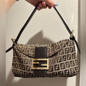Rare Fendi Zucchino Gold Baguette Bag